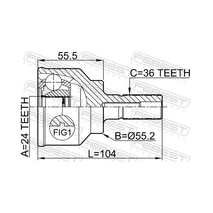 Jungčių komplektas, kardaninis velenas FEBEST 0510-043