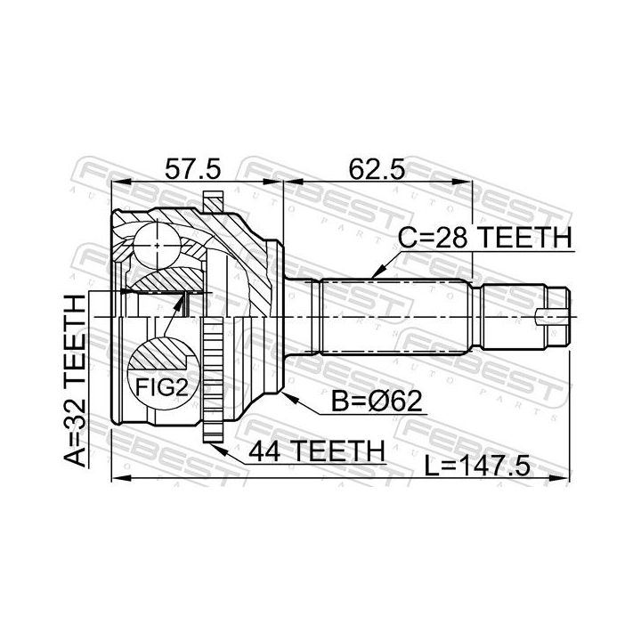 Jungčių komplektas, kardaninis velenas FEBEST 0510-044A44