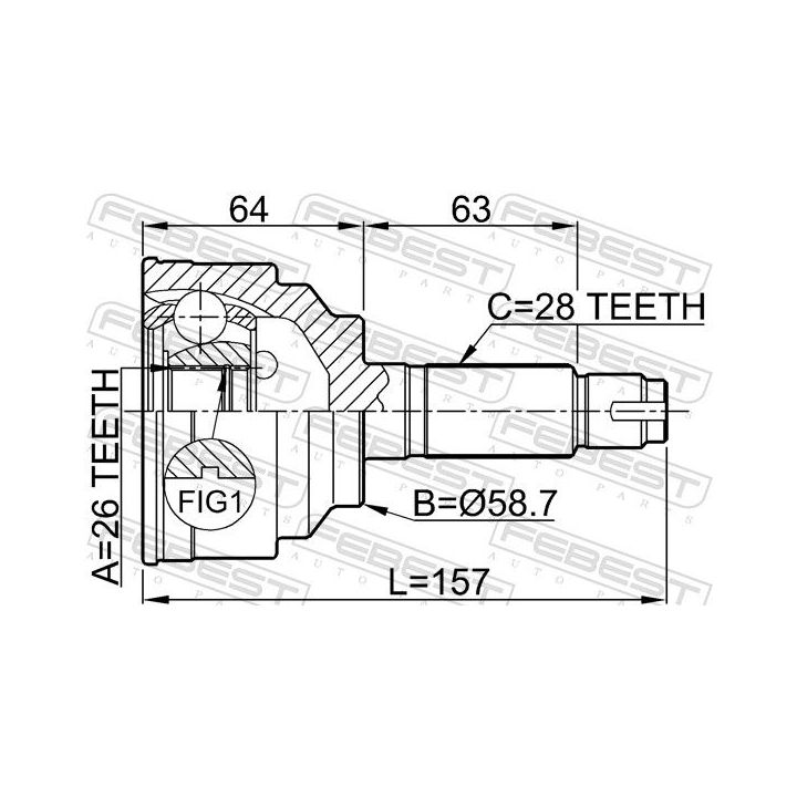 Jungčių komplektas, kardaninis velenas FEBEST 0510-050