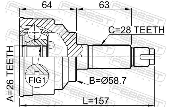 Jungčių komplektas, kardaninis velenas FEBEST 0510-050