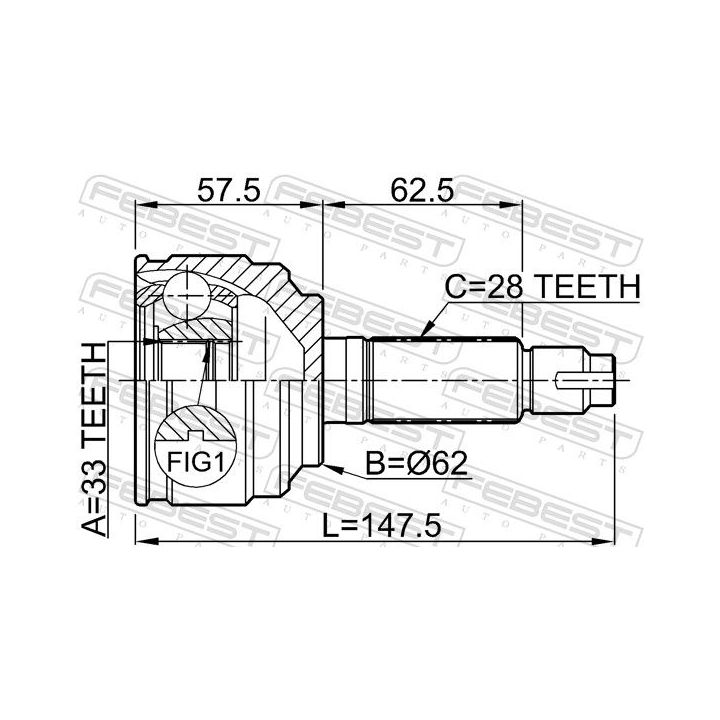 Jungčių komplektas, kardaninis velenas FEBEST 0510-052