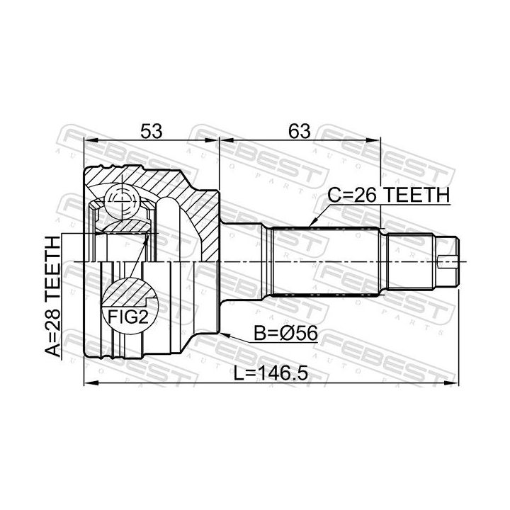 Jungčių komplektas, kardaninis velenas FEBEST 0510-323BJ