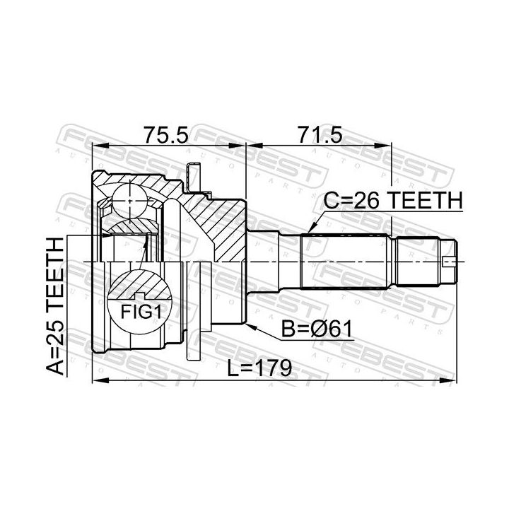 Jungčių komplektas, kardaninis velenas FEBEST 0510-B25