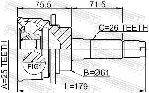 Jungčių komplektas, kardaninis velenas FEBEST 0510-B25