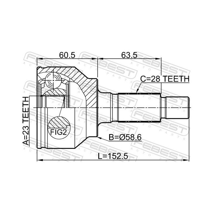 Jungčių komplektas, kardaninis velenas FEBEST 0510-BLAT