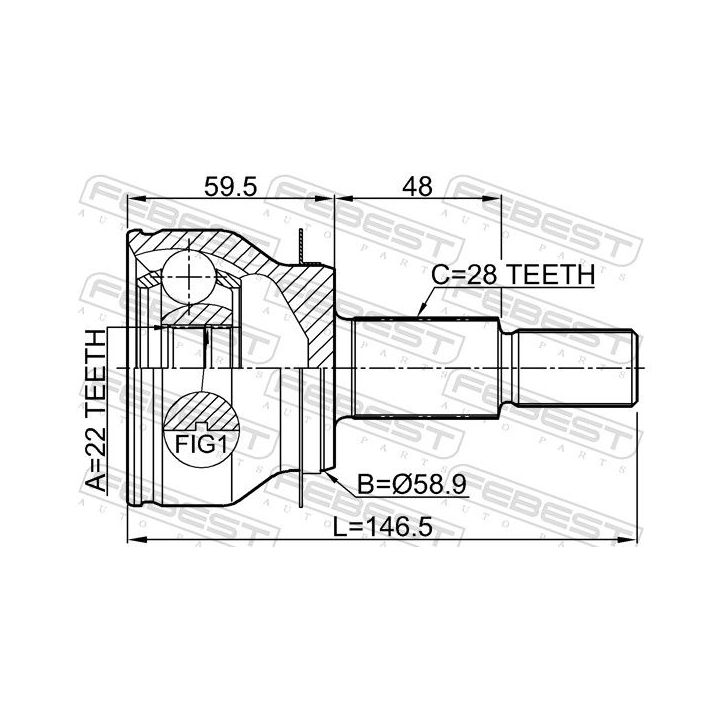 Jungčių komplektas, kardaninis velenas FEBEST 0510-BMAT