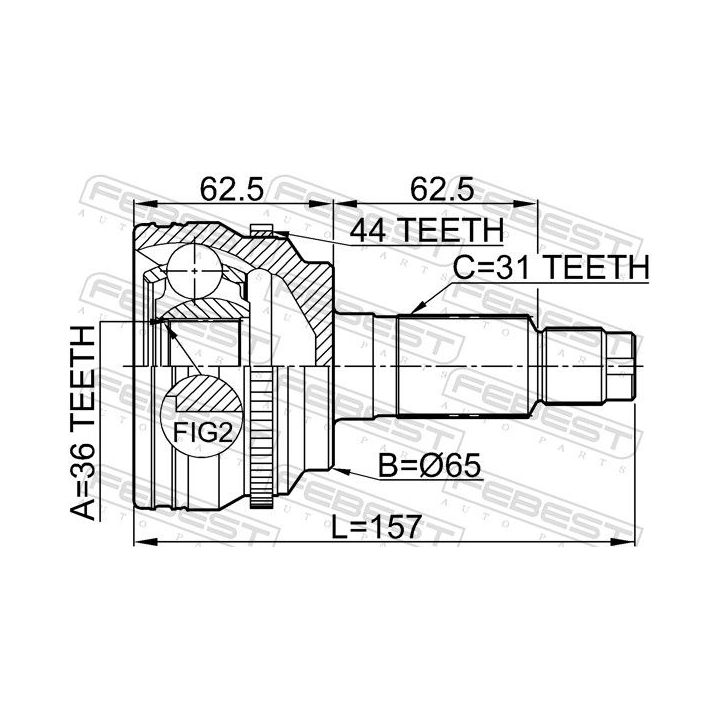 Jungčių komplektas, kardaninis velenas FEBEST 0510-CX7A44