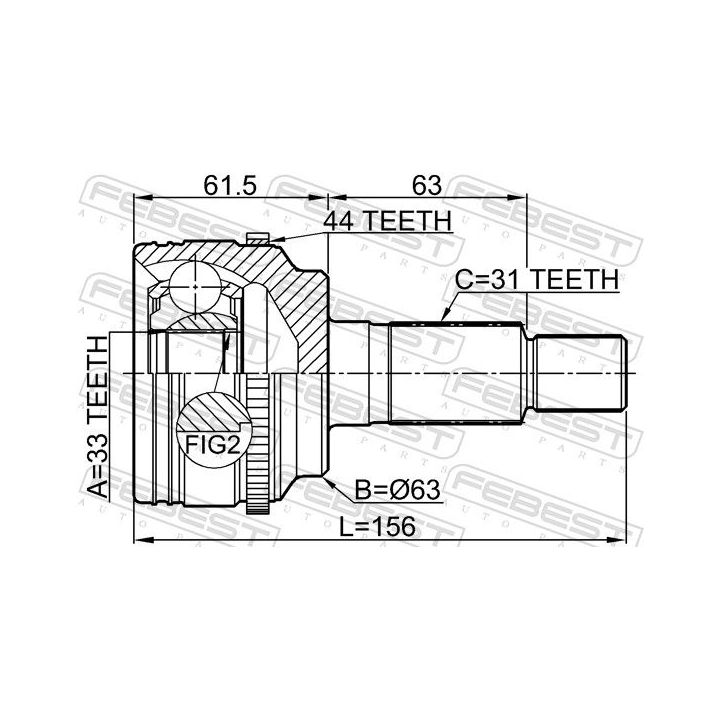 Jungčių komplektas, kardaninis velenas FEBEST 0510-ERA44