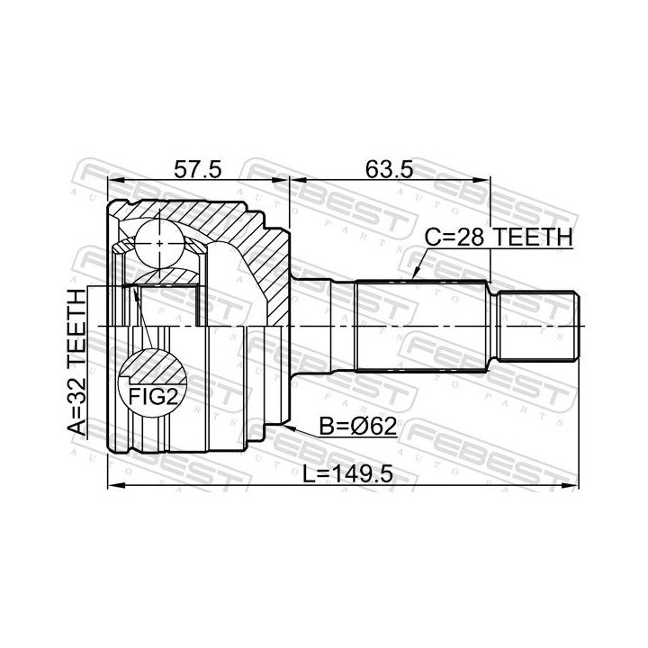 Jungčių komplektas, kardaninis velenas FEBEST 0510-GHMT