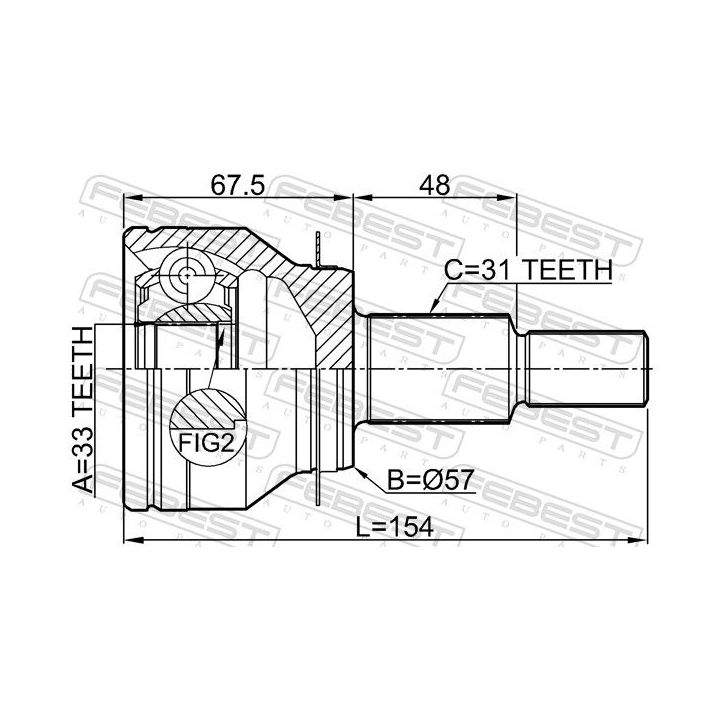 Jungčių komplektas, kardaninis velenas FEBEST 0510-KEMT