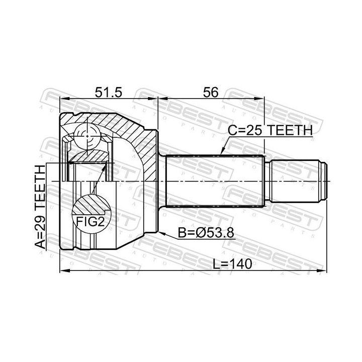 Jungčių komplektas, kardaninis velenas FEBEST 0510-M2