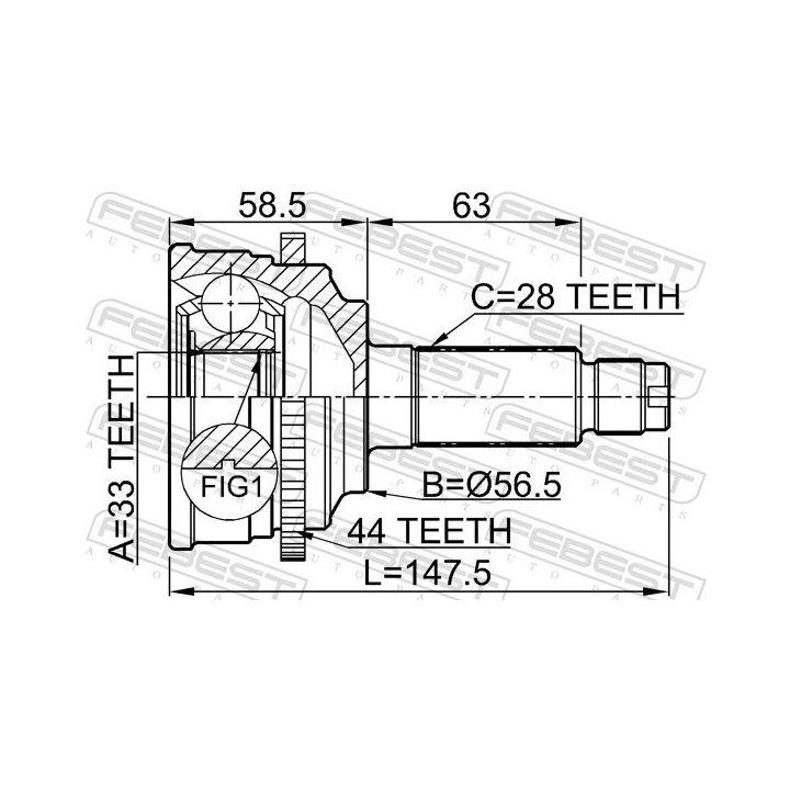 Jungčių komplektas, kardaninis velenas FEBEST 0510-M6A44