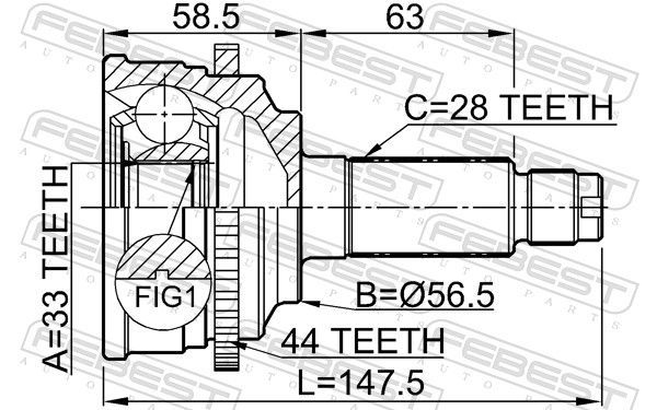 Jungčių komplektas, kardaninis velenas FEBEST 0510-M6A44