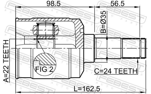 Jungčių komplektas, kardaninis velenas FEBEST 0511-323FLH