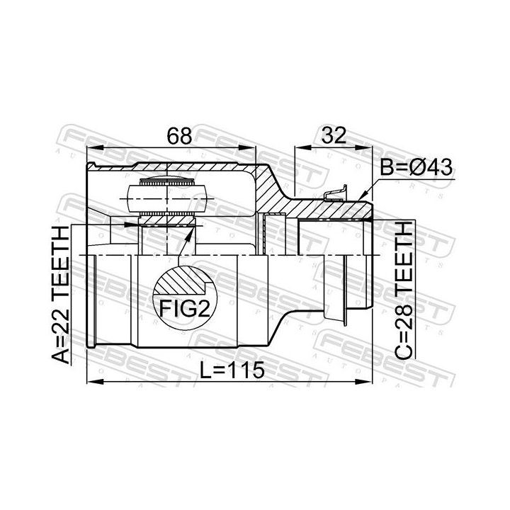 Jungčių komplektas, kardaninis velenas FEBEST 0511-323FRH