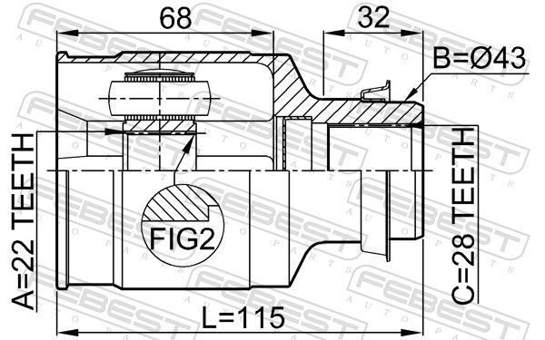 Jungčių komplektas, kardaninis velenas FEBEST 0511-323FRH