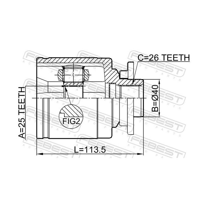 Jungčių komplektas, kardaninis velenas FEBEST 0511-B25LH
