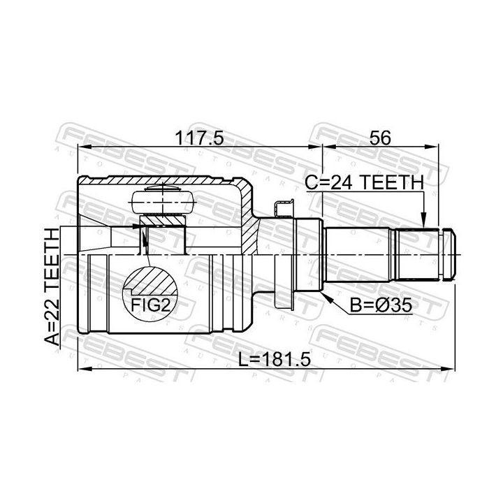 Jungčių komplektas, kardaninis velenas FEBEST 0511-BL16MTLH