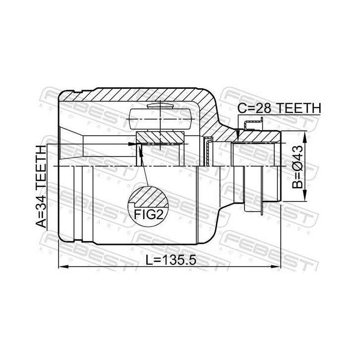 Jungčių komplektas, kardaninis velenas FEBEST 0511-BL23MTRH