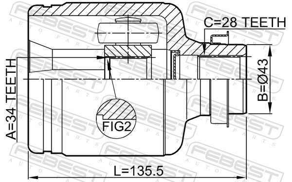 Jungčių komplektas, kardaninis velenas FEBEST 0511-BL23MTRH