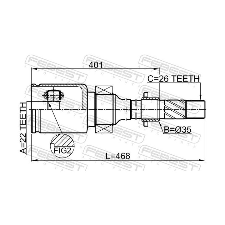 Jungčių komplektas, kardaninis velenas FEBEST 0511-BMATRH