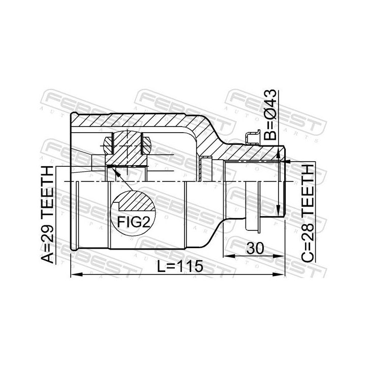 Jungčių komplektas, kardaninis velenas FEBEST 0511-CPRH