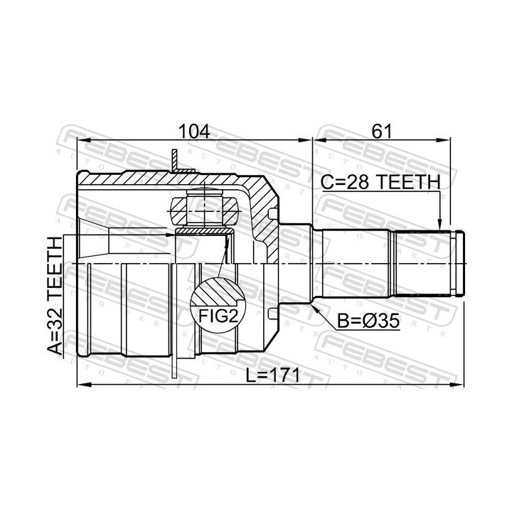 Jungčių komplektas, kardaninis velenas FEBEST 0511-CWATLH