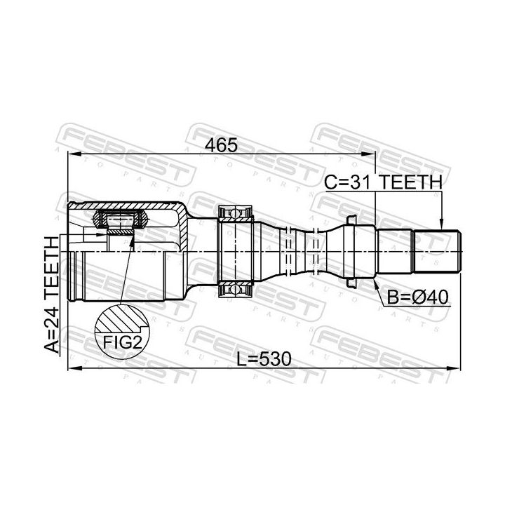 Jungčių komplektas, kardaninis velenas FEBEST 0511-CX5AT2WDRH