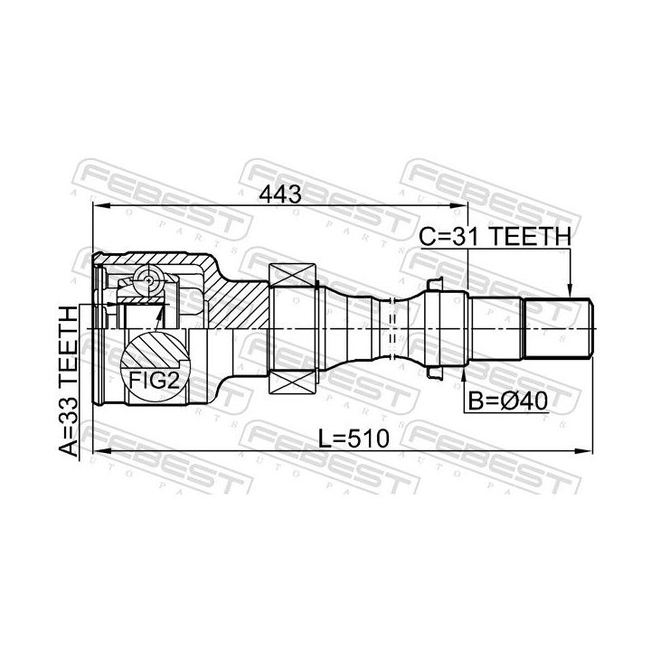 Jungčių komplektas, kardaninis velenas FEBEST 0511-CX5MTRH