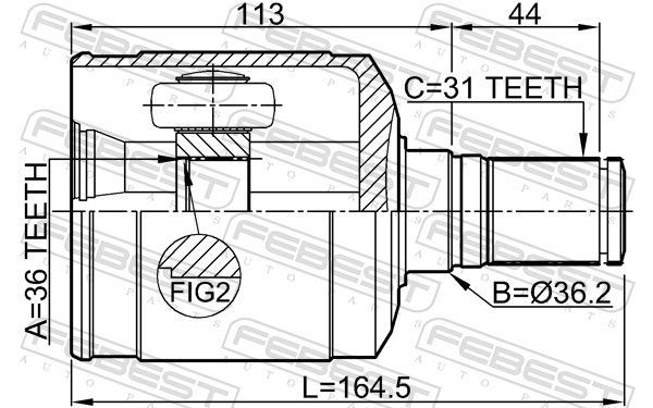 Jungčių komplektas, kardaninis velenas FEBEST 0511-CX7LH
