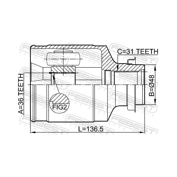 Jungčių komplektas, kardaninis velenas FEBEST 0511-CX7RH