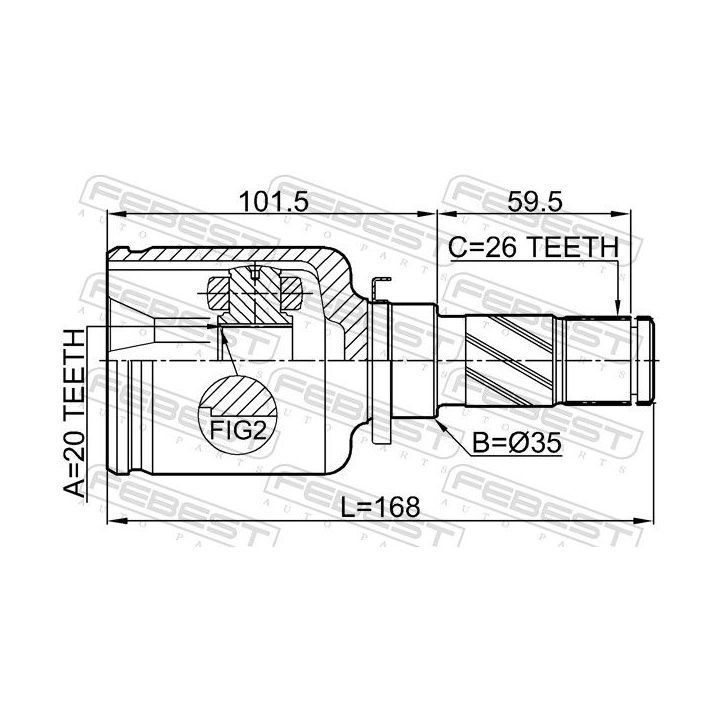 Jungčių komplektas, kardaninis velenas FEBEST 0511-DY3WATLH