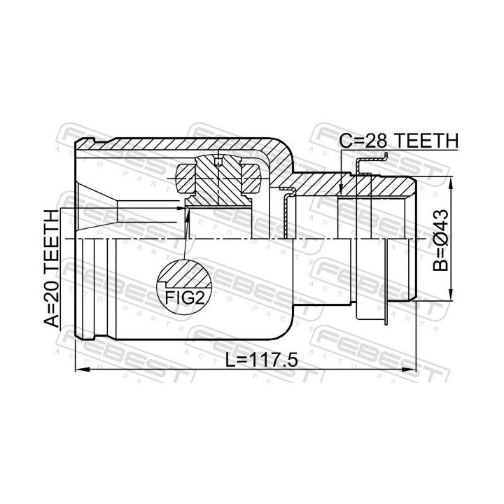 Jungčių komplektas, kardaninis velenas FEBEST 0511-DY3WATRH