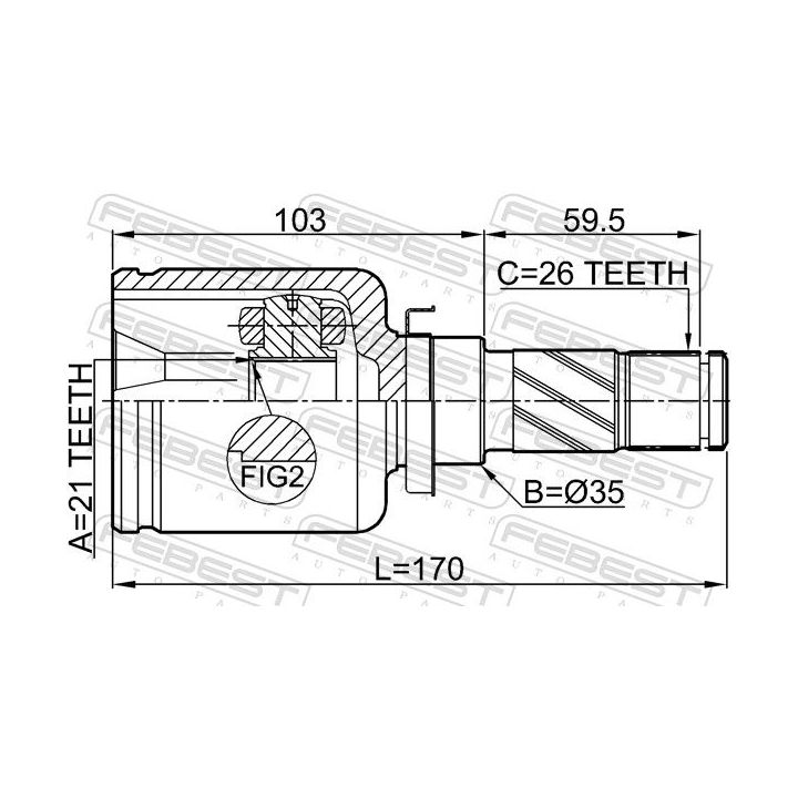 Jungčių komplektas, kardaninis velenas FEBEST 0511-DY5WATLH