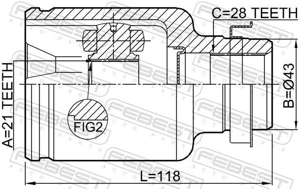Jungčių komplektas, kardaninis velenas FEBEST 0511-DY5WATRH