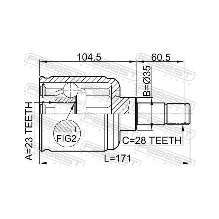 Jungčių komplektas, kardaninis velenas FEBEST 0511-GEMTLH