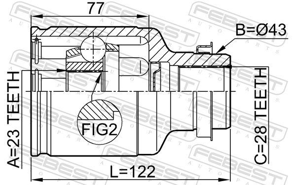 Jungčių komplektas, kardaninis velenas FEBEST 0511-GEMTRH
