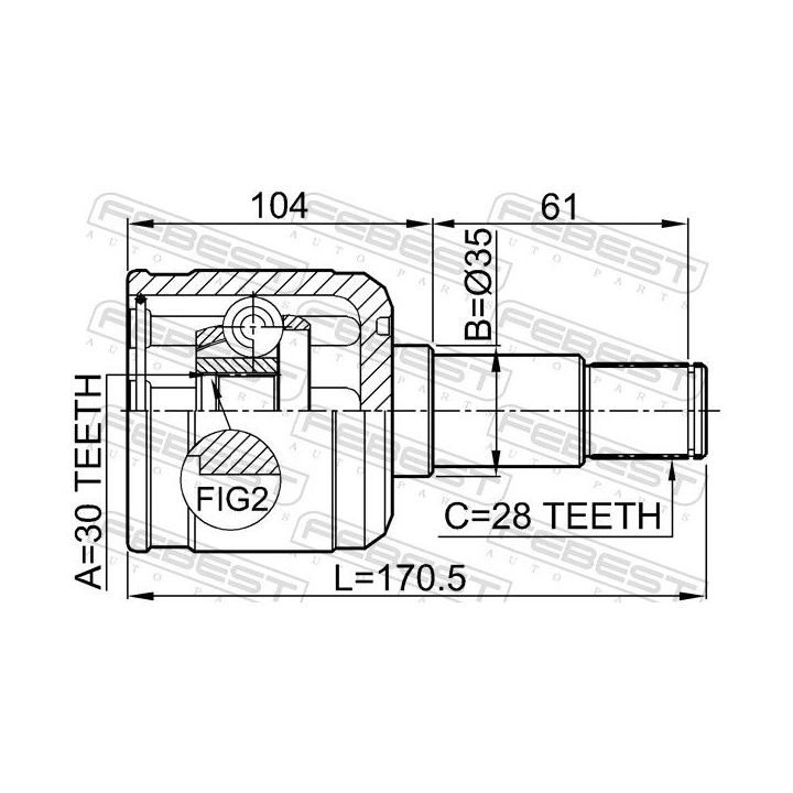 Jungčių komplektas, kardaninis velenas FEBEST 0511-GFLH