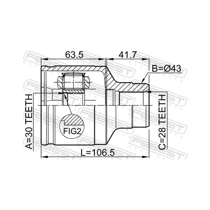 Jungčių komplektas, kardaninis velenas FEBEST 0511-GFRH