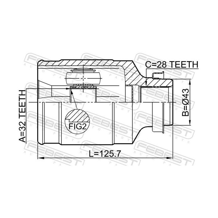 Jungčių komplektas, kardaninis velenas FEBEST 0511-GHMTRH