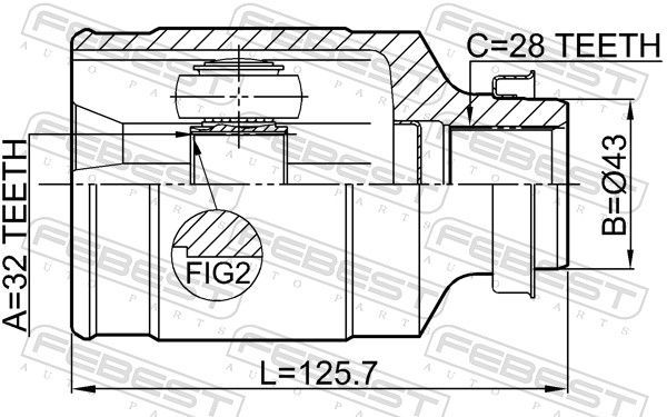 Jungčių komplektas, kardaninis velenas FEBEST 0511-GHMTRH