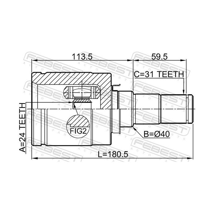 Jungčių komplektas, kardaninis velenas FEBEST 0511-GJATLH