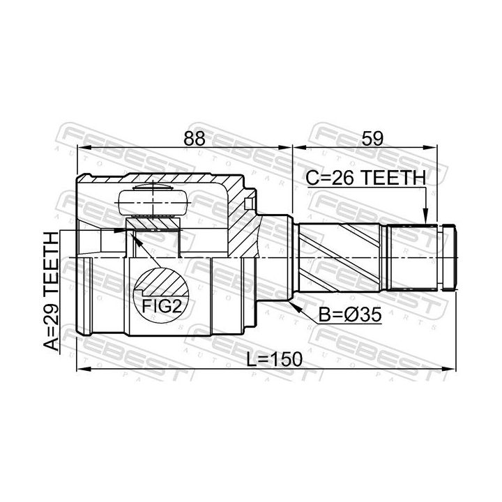 Jungčių komplektas, kardaninis velenas FEBEST 0511-M2ATLH