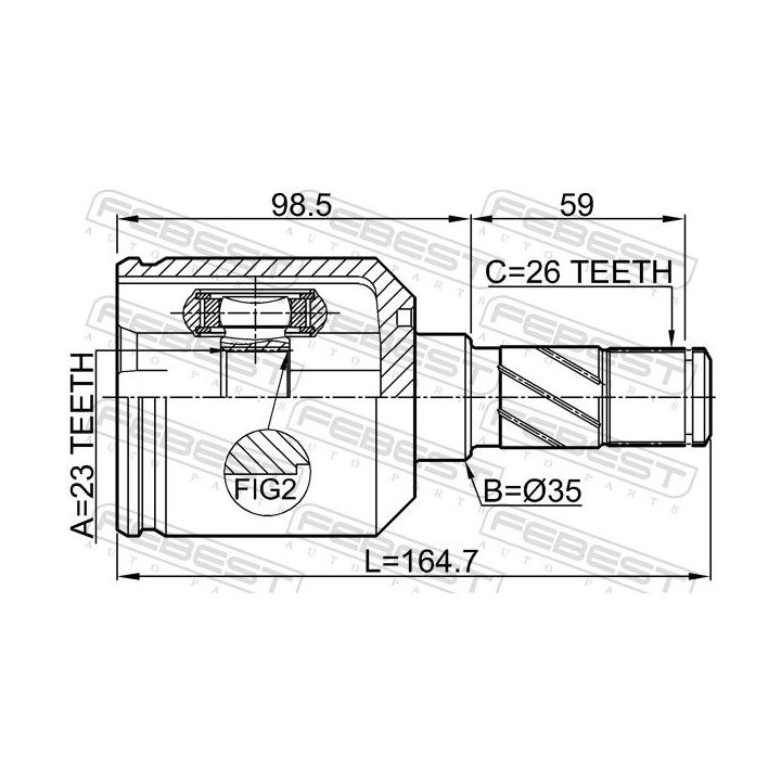 Jungčių komplektas, kardaninis velenas FEBEST 0511-M626LH