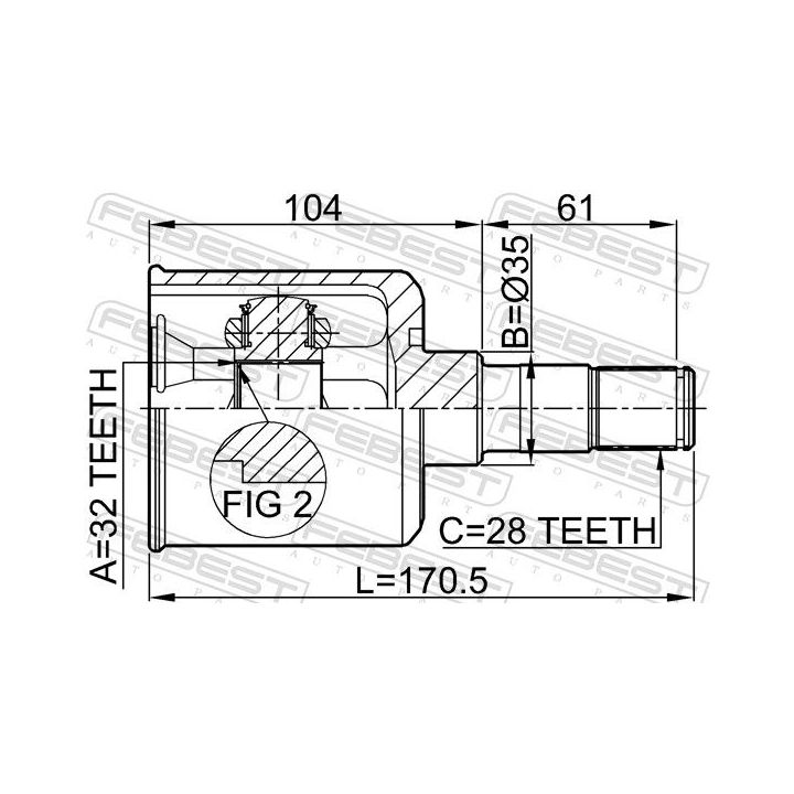 Jungčių komplektas, kardaninis velenas FEBEST 0511-M6MTLH