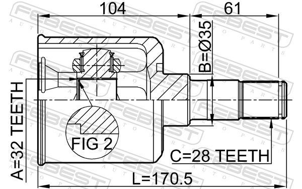 Jungčių komplektas, kardaninis velenas FEBEST 0511-M6MTLH