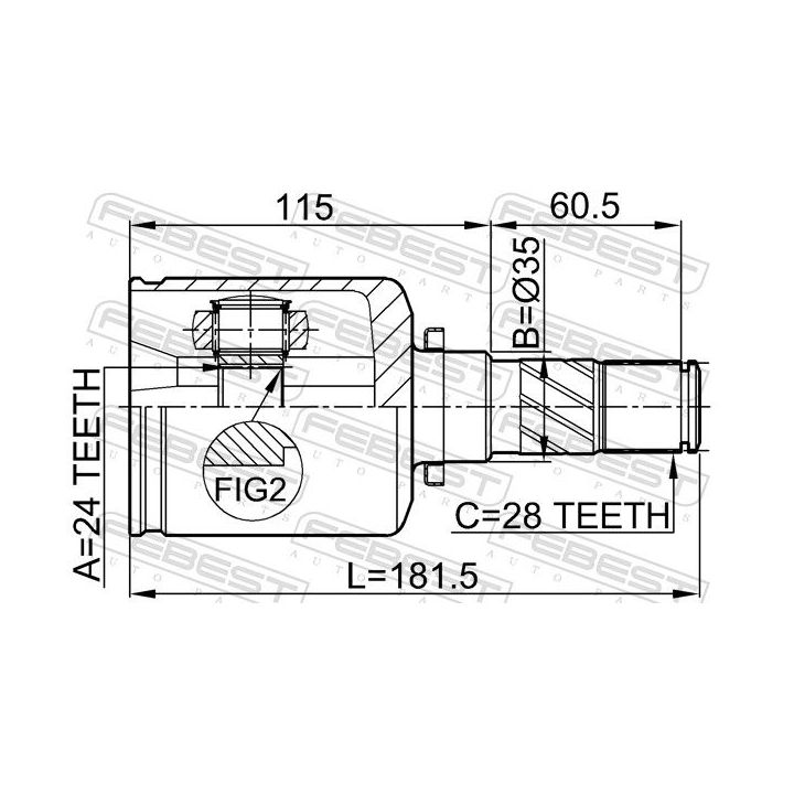 Jungčių komplektas, kardaninis velenas FEBEST 0511-MZ5ATLH