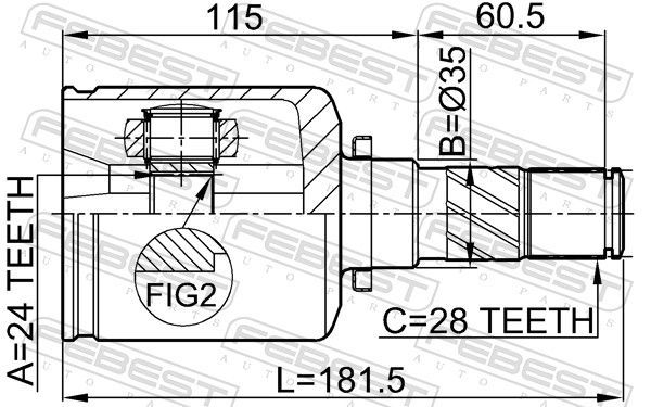 Jungčių komplektas, kardaninis velenas FEBEST 0511-MZ5ATLH