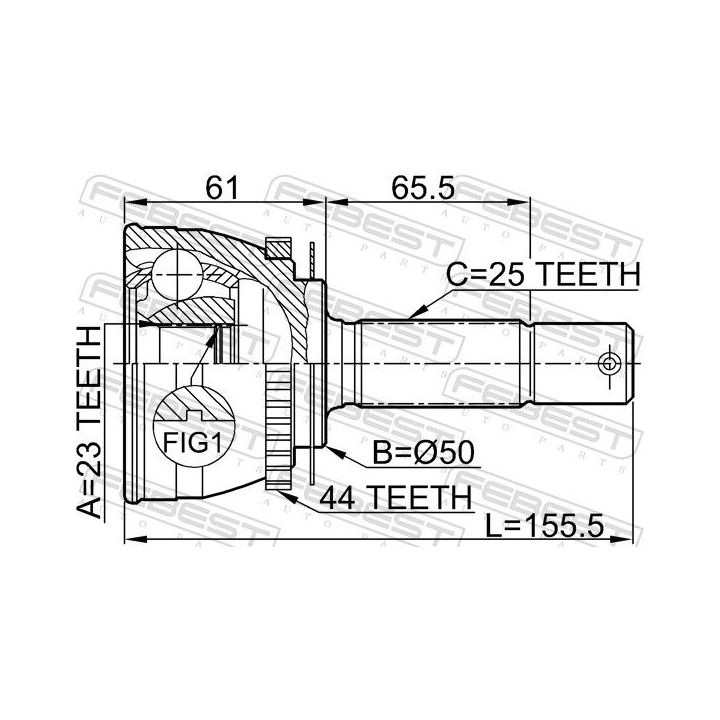 Jungčių komplektas, kardaninis velenas FEBEST 1210-002A44