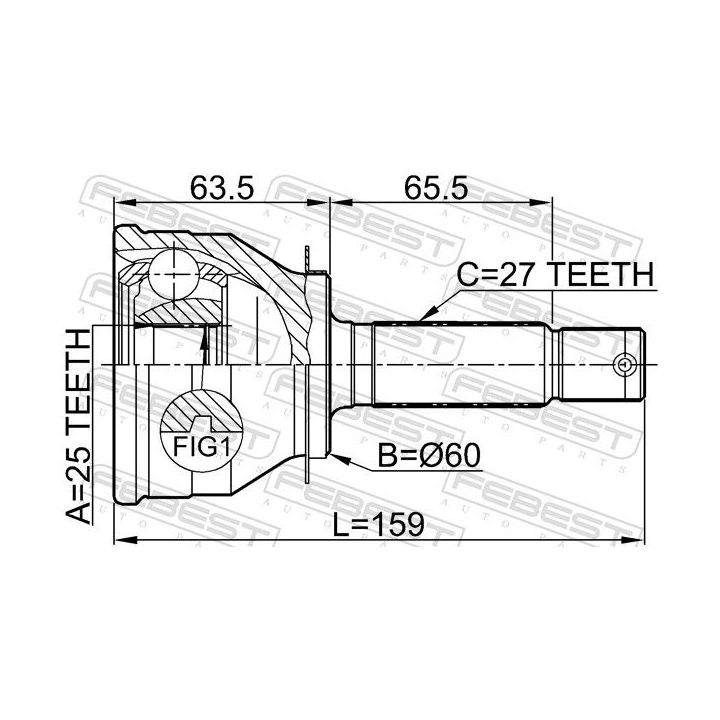 Jungčių komplektas, kardaninis velenas FEBEST 1210-011